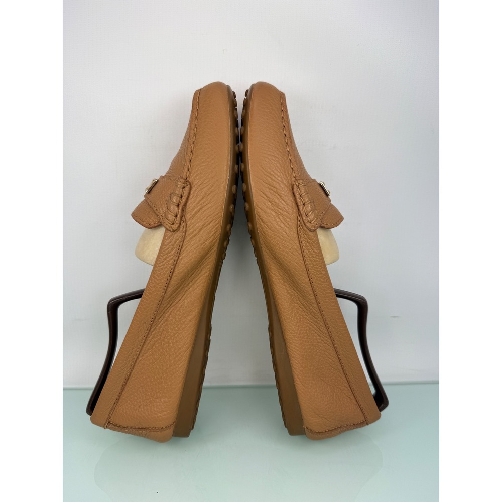 Coach Leather Driving Loafers Tan Gold Logo Plate Womens 9 Preppy Casual - Picture 4 of 11